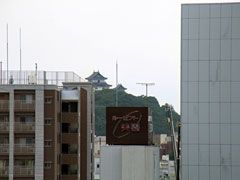 ビルの合間から見える和歌山城